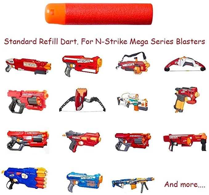 

Mega for Nerf 9.5cm Red Sniper Rifle Darts Bullets Mega Foam Refill Darts Big Hole Head Bullets for N-Strike Mega Series