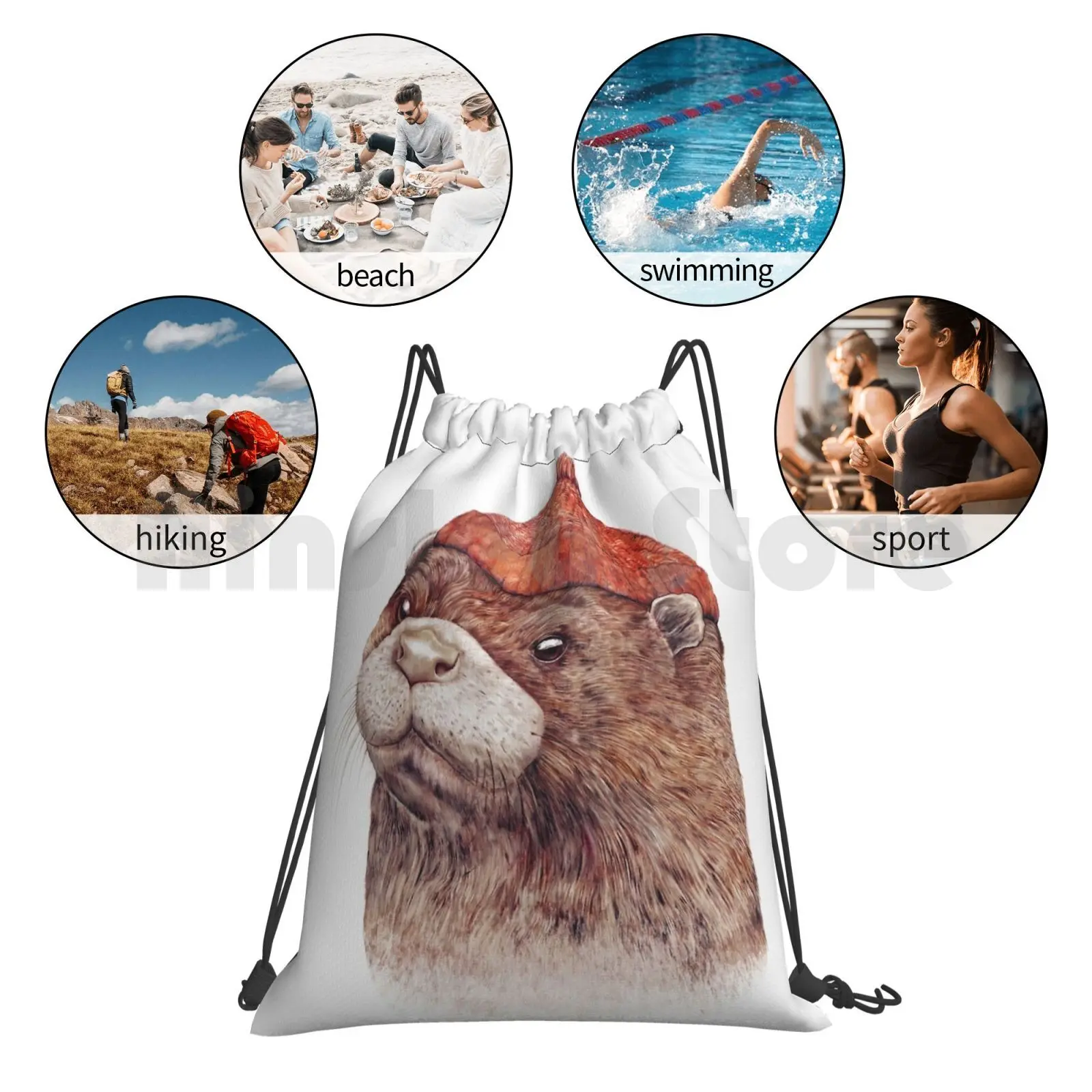 

Otter Backpack Drawstring Bags Gym Bag Waterproof Sea Otter River Otter Animal Nursery Cute Otter Cute Animal Loveable