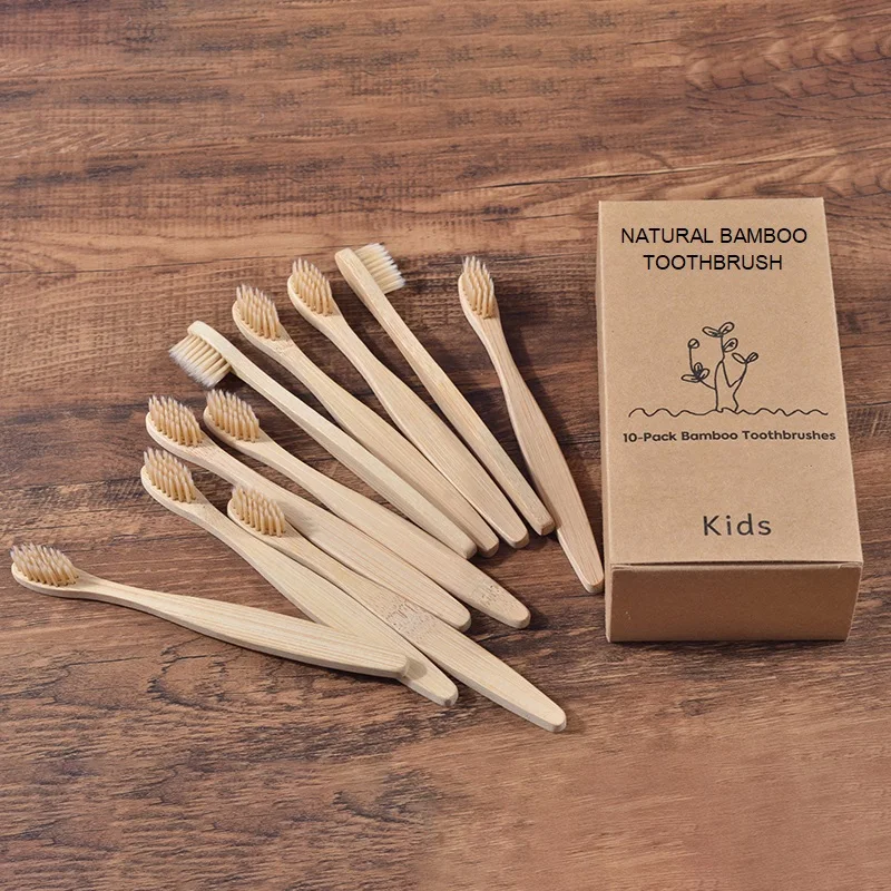 

10PC Kids Soft Bristles Bamboo Toothbrush eco friendly Childrens Toothbrushes Biodegradable Plastic-Free Oral Care Tooth Brush