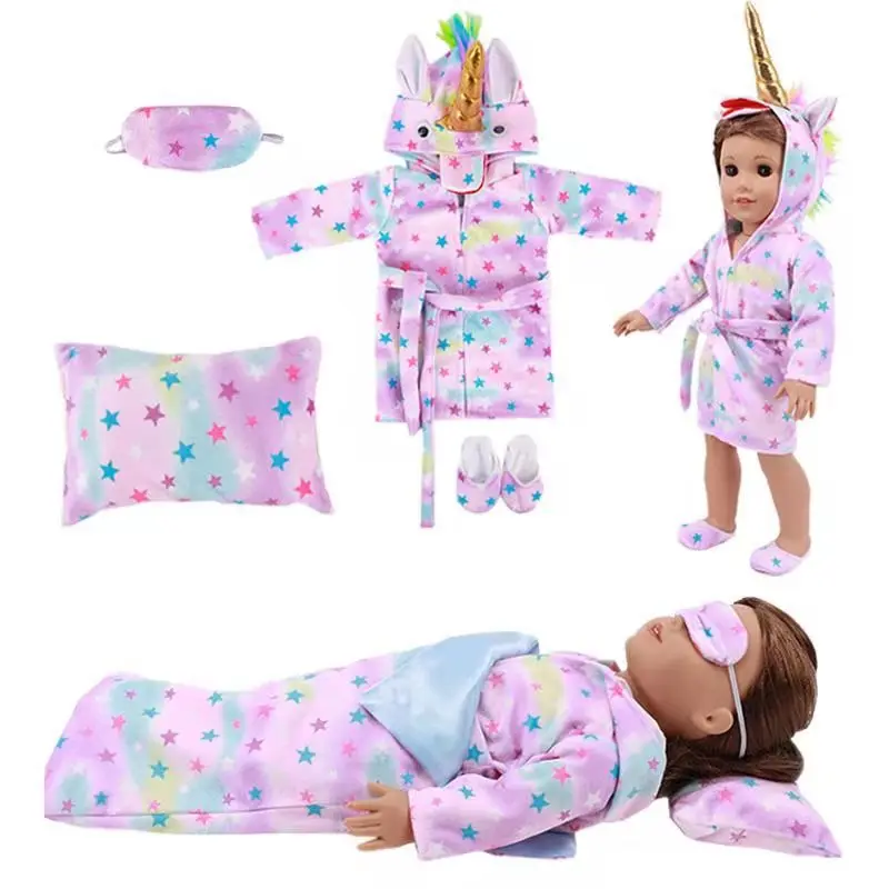 

2021 New Baby New Born Fit 18 inch 43cm Doll Clothes AccessoriesUnicorn Sleeping Bag One-piece Suit For Baby Birthday Gift