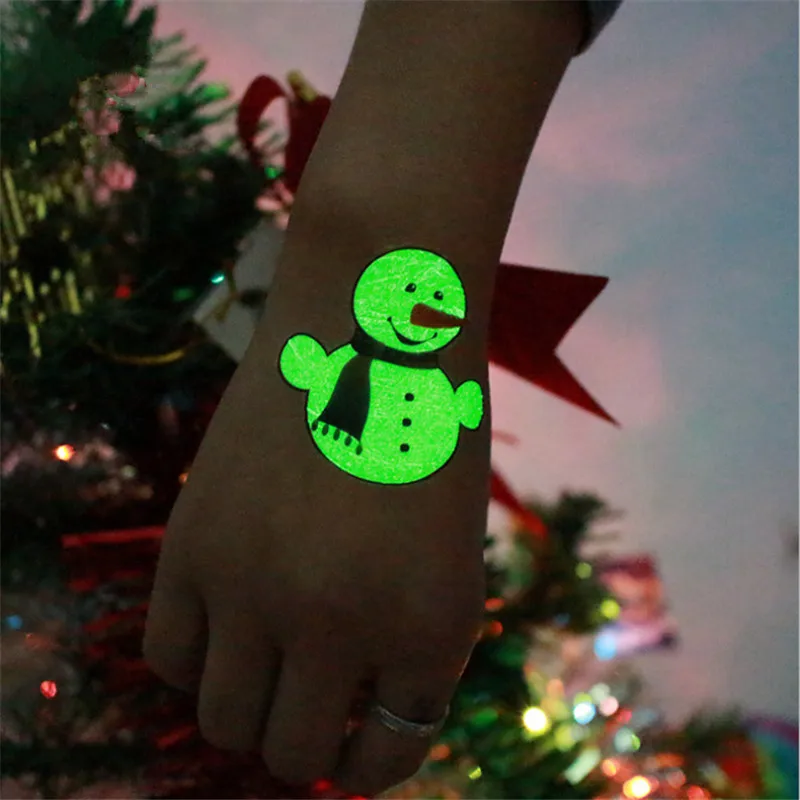 4 листа/набор рождественские светящиеся наклейки для татуировок DIY