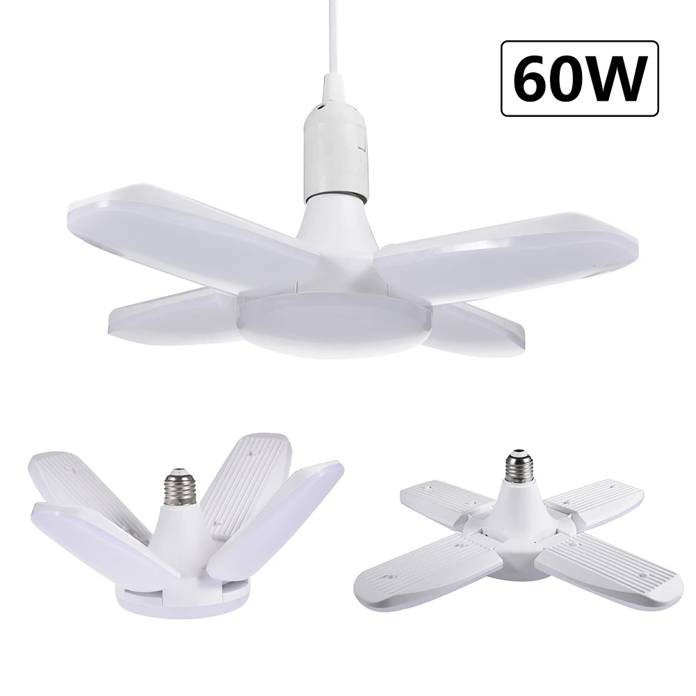 AC 160-265V 60W 80W светодиодный деформационный светильник с патроном E27 2835 90LM/W светодиодный светильник с высоким заливом, светильник для мастерской, холодный белый 6000K
