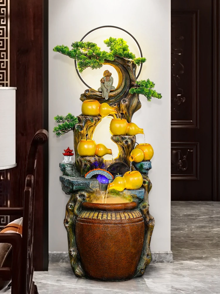 

TT Gourd Flowing Water Ornaments Circulating Water Landscape Living Room Office Room Fortune Fengshui Wheel Floor Rockery