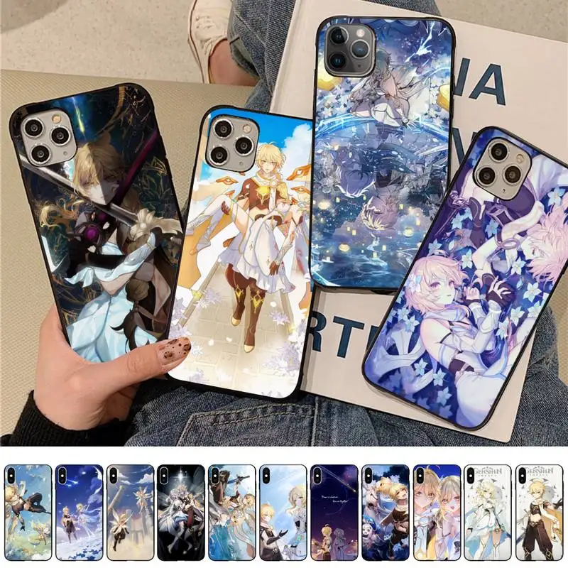 

MaiYaCa Aether Lumine Genshin Impact Phone Case for iPhone 11 12 13 mini pro XS MAX 8 7 6 6S Plus X 5S SE 2020 XR case