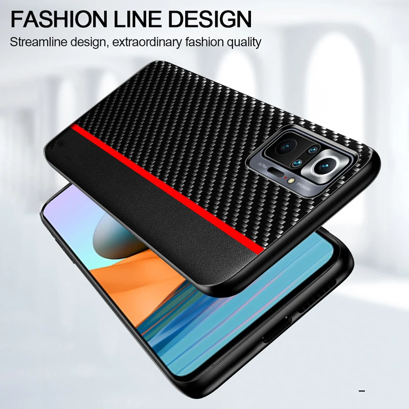 

For Xiaomi Redmi Note 10 9S 9 Pro Max K40 Pro Case Carbon Fiber Texture Leather Cover For POCO F3 F2 M3 POCO X3 Pro NFC Case