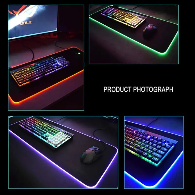 

RGB 7 Colorful Luminous Mousepad Gaming LED Lighting Mouse Mat for PC Laptop Desktop Notebook Accessories X5QC