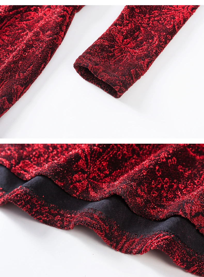 

Spring Red Knitted High Quality Embroidery Elegant Women Long Dress Evening Wear