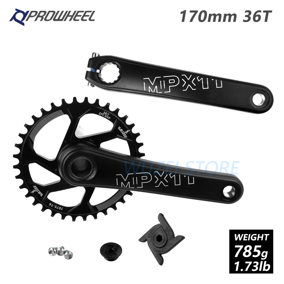 170mm Black 36T PROWHEEL MPX11 Кривошип горного велосипеда цепное колесо 170/175 мм/30/32/34/36/38 T звезды MTB велосипед диаметра окружности болтов для SRAM GXP XX1 X9 модными принтами XO X01 - Цвет: 170mm Black 36T
