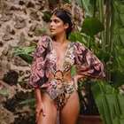 Женский слитный купальник, купальный костюм с длинным рукавом, пляжная одежда, монокини с принтом, 2021