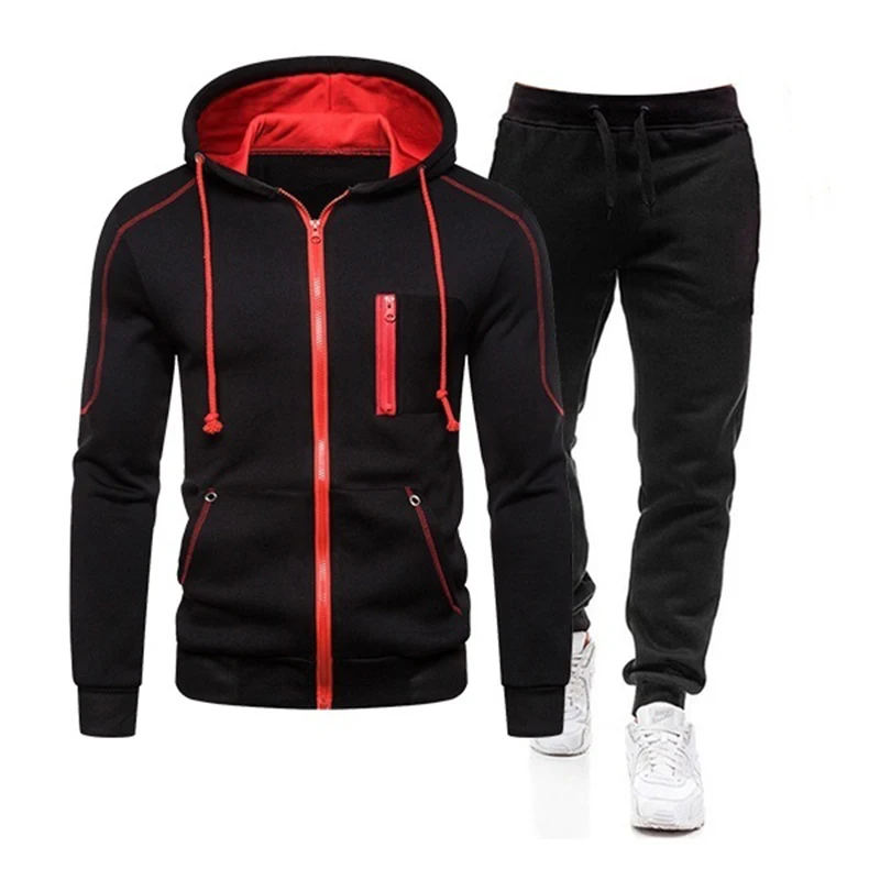 

Clothing Men Sportswear Warm Drawstring Outfit Sportswear Male Suit Pullover 2 Piece Pant +Tops Casual Sets Wholesale Track Suit