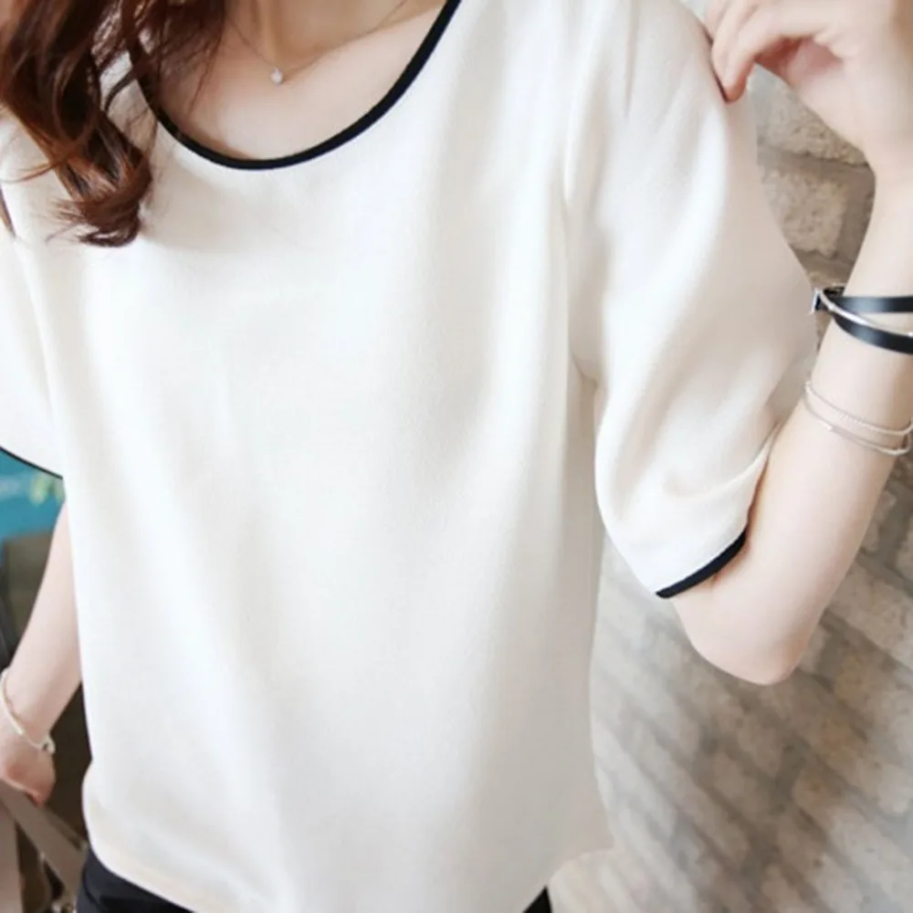 Простая белая футболка женские повседневные свободные топы для девочек футболки