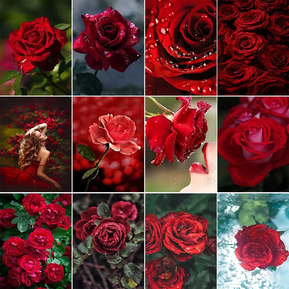 

5D Diamond Painting Red Rose Rhinestones Picture Square Round Diy Diamond Embroidery Flower Mosaic Home Decoration Handmade Gift