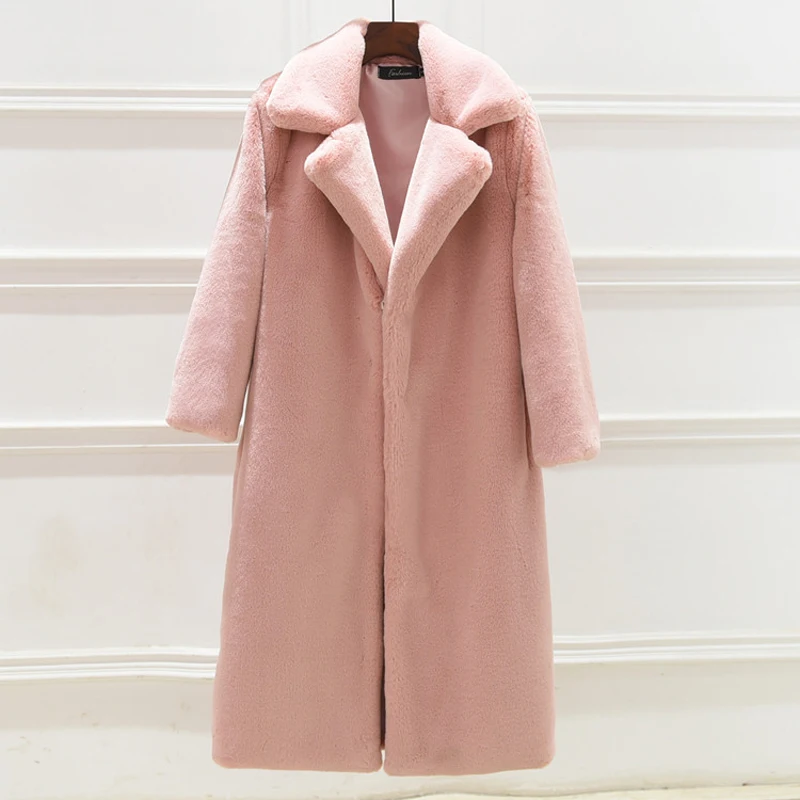 European Fashion Winter Faux Fur Jackets and Coats For Women In Stock Female Windbreaker Trench Coats Street Women Overcoat 2020