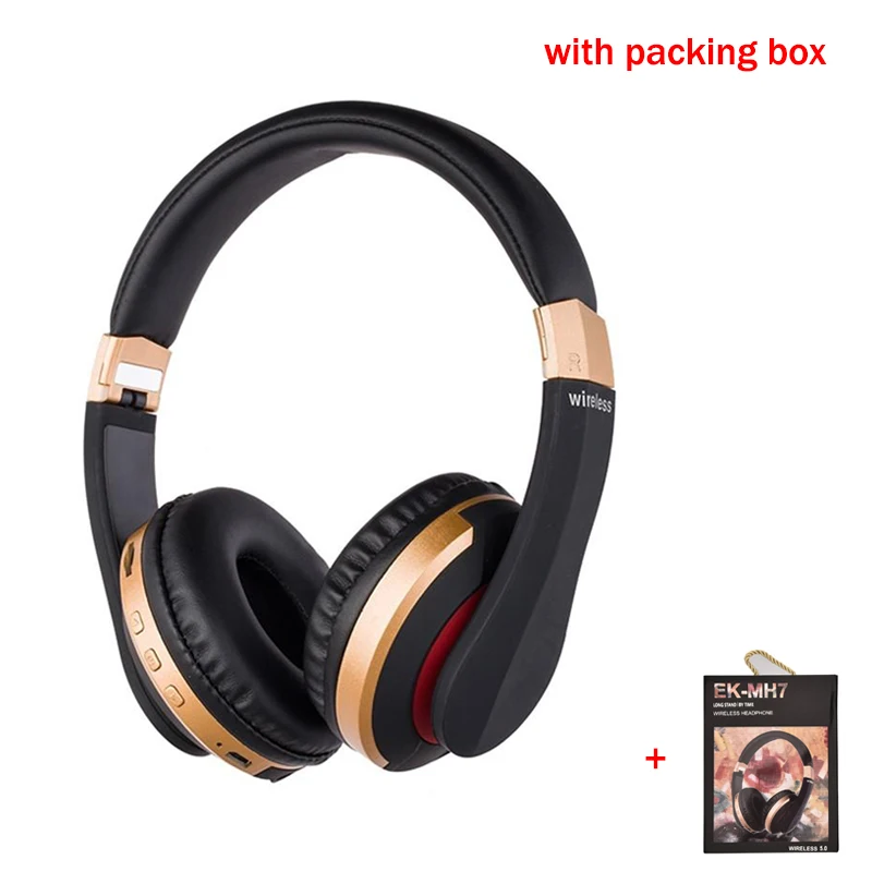 with packing box Беспроводные наушники MH7 с Bluetooth 5,0, беспроводные наушники с громкой связью, наушники для игр, складные наушники с поддержкой карт TF, FM, смартфон - Цвет: with packing box