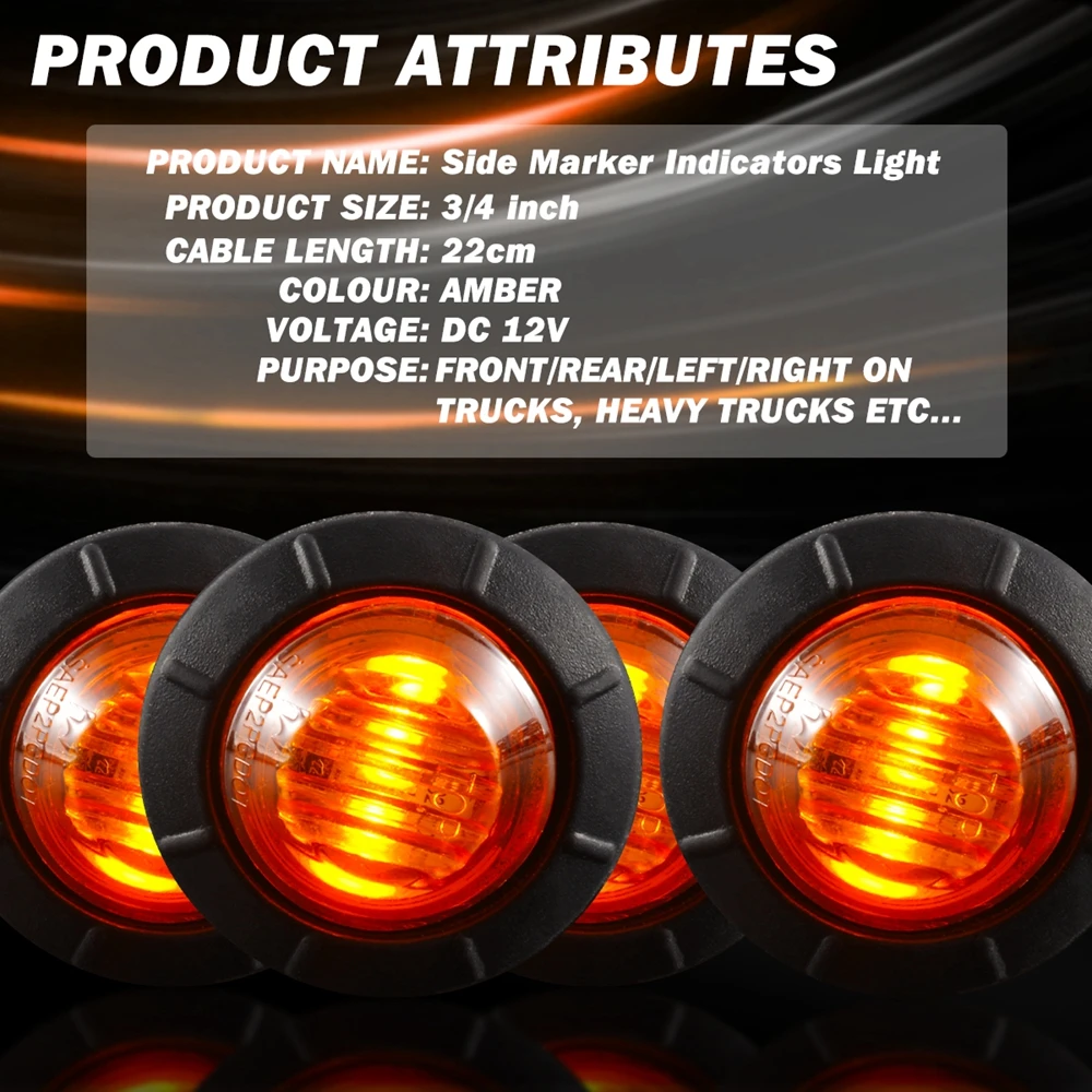 2 шт. Янтарный боковой маркер светодиодный светильник передний задний индикаторы
