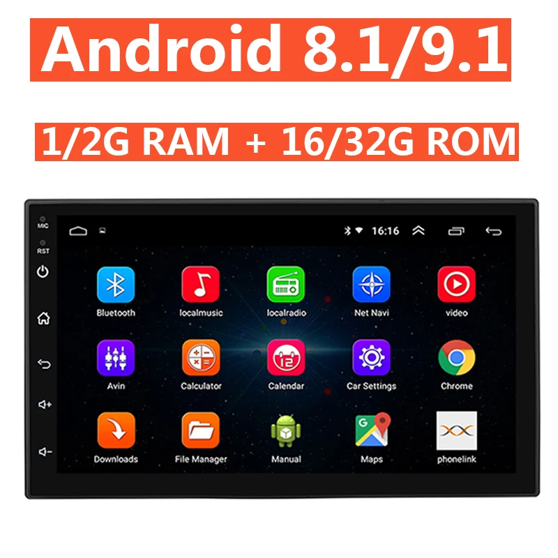 Автомагнитола 2 Din 7 дюймов Android 8 1 9 дюйма GPS Wi Fi Bluetooth 1/2 ГБ ОЗУ 16/32 ПЗУ|Автомобильные