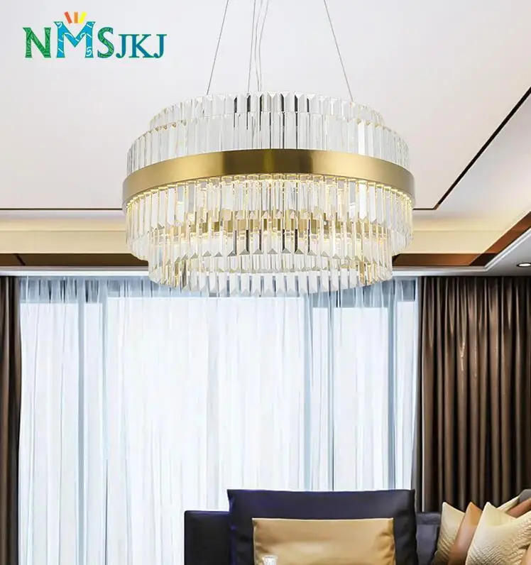 Современный хрустальный канделябр простой круглой формы, творческого дизайна для гостиной, кабинета, металлический, северный стиль, светодиодные лампы.