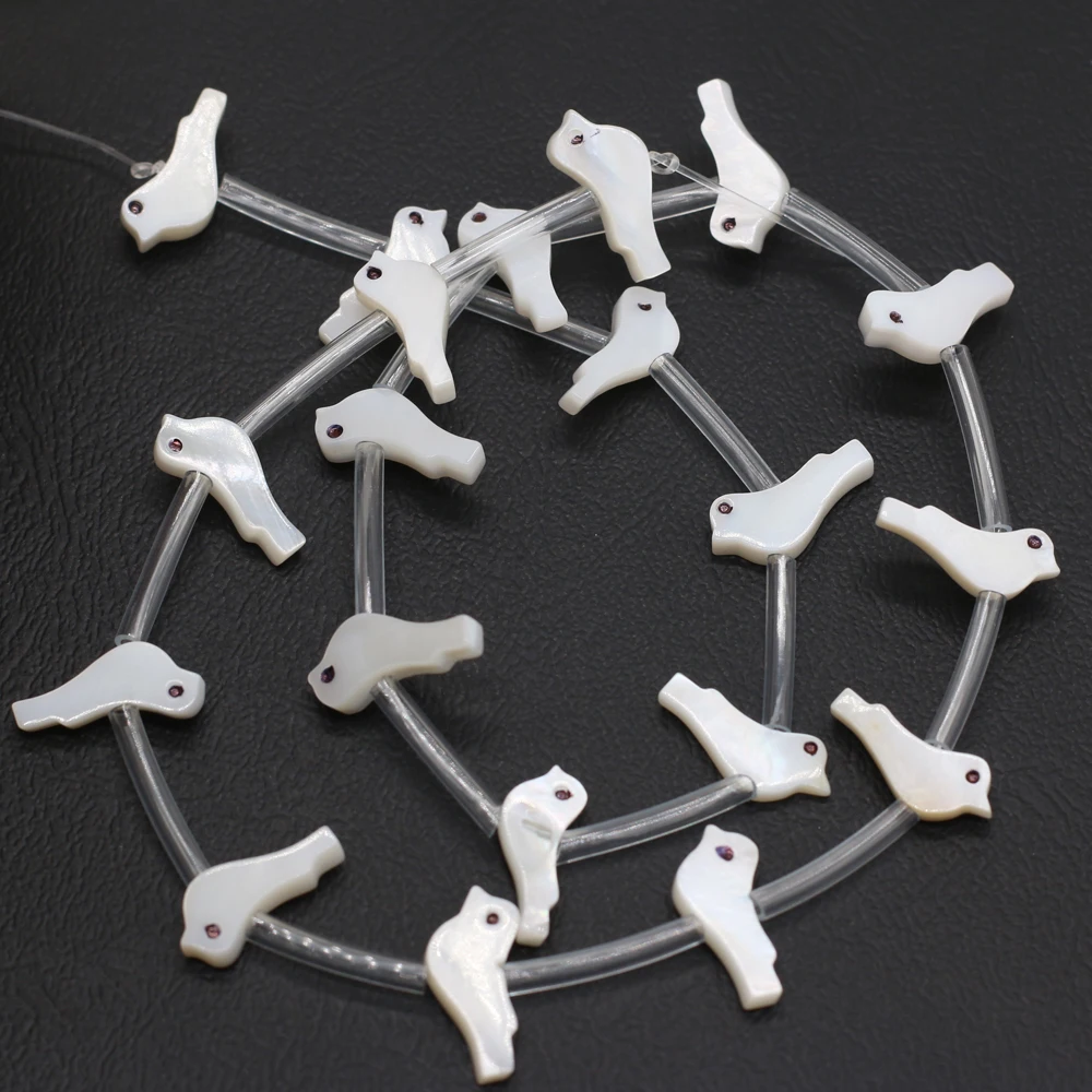 

20 pcs/1Strip Natural White Freshwater Shell Bird Shape Spacer Beads for Jewelry Making Necklace Bracelet Accessories 6x15mm