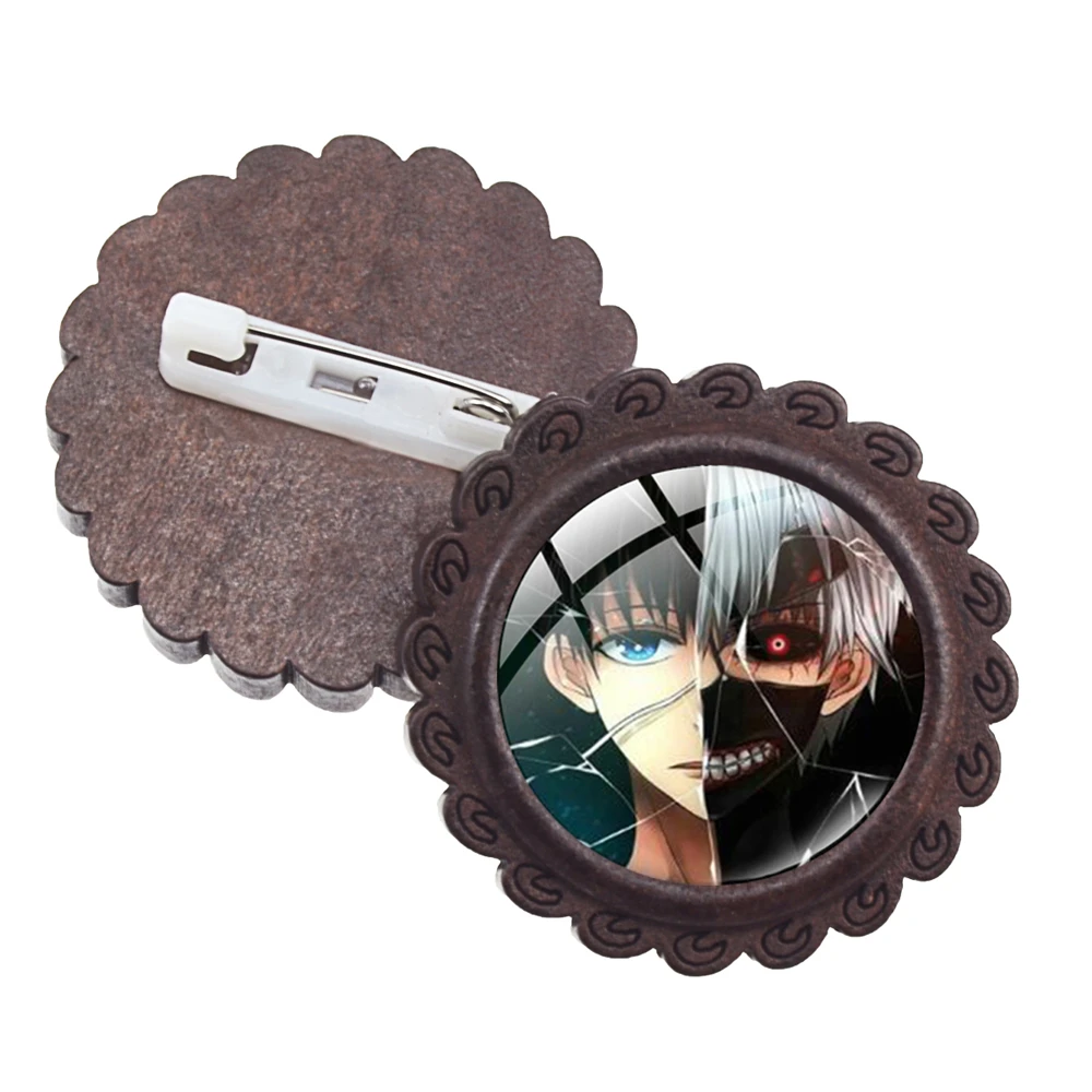 Женская брошь в форме цветка модная японском аниме Токийский Гуль деревянная со