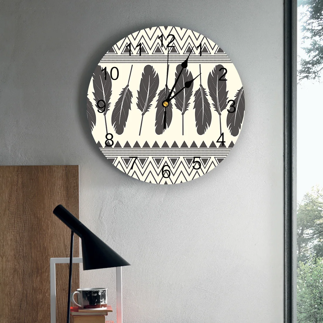 Настенные кварцевые часы с перьями винтажные украшения для дома гостиной