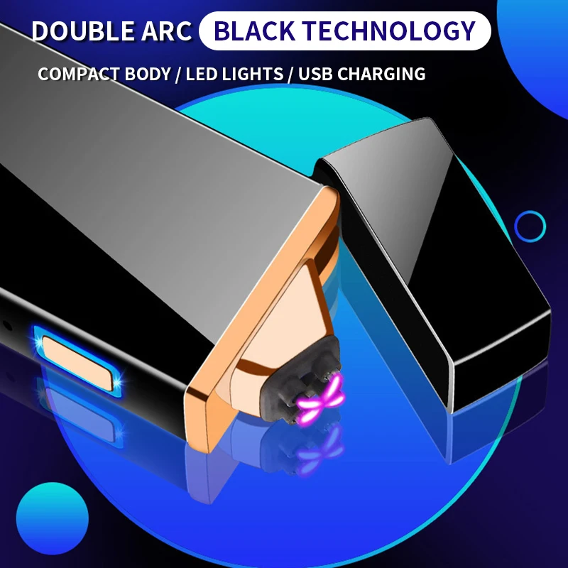 Новая мини двойная дуга ветрозащитная беспламенная Зажигалка для сигарет USB