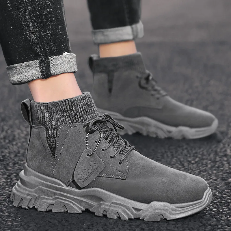 Новинка Осень-зима 2019 высокие ботинки для пустыни мужские замшевые Martin