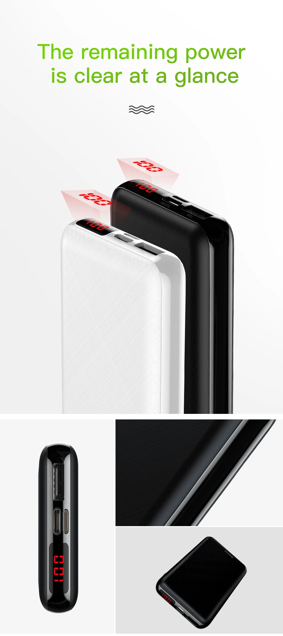 Baseus 10000 мАч mi ni power Bank портативное usb type C быстрое зарядное устройство маленький 10000 мАч power bank для iPhone Xiaomi mi внешний аккумулятор