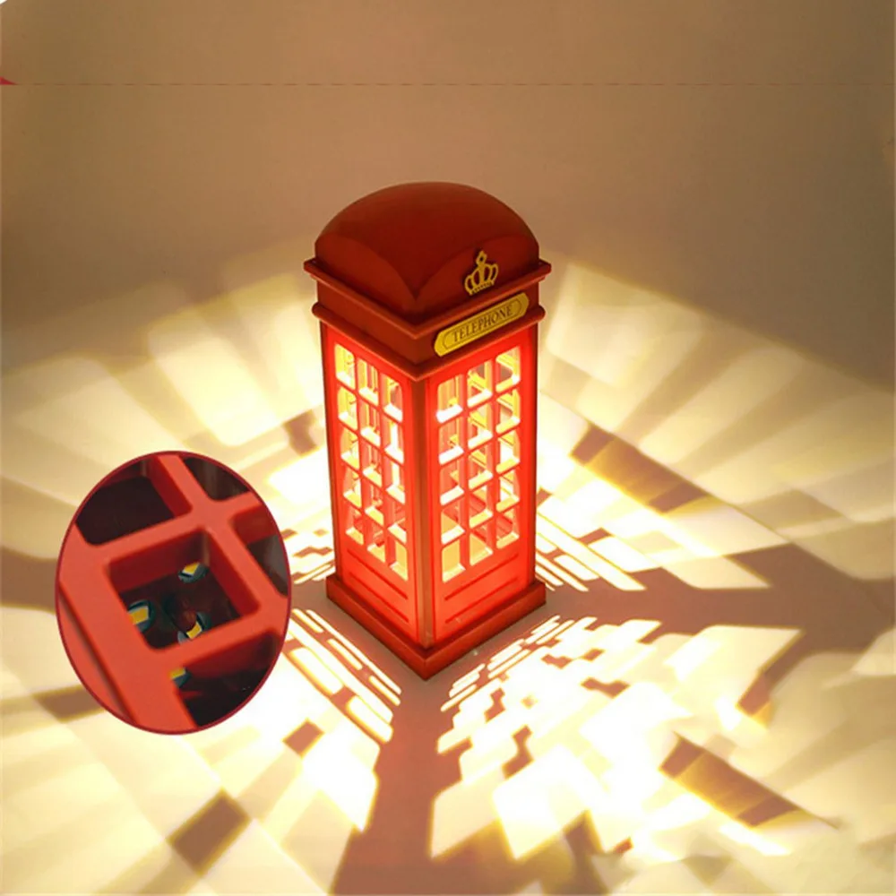 Креативный Ретро дизайн телефонной будки USB Перезаряжаемый светодиодный
