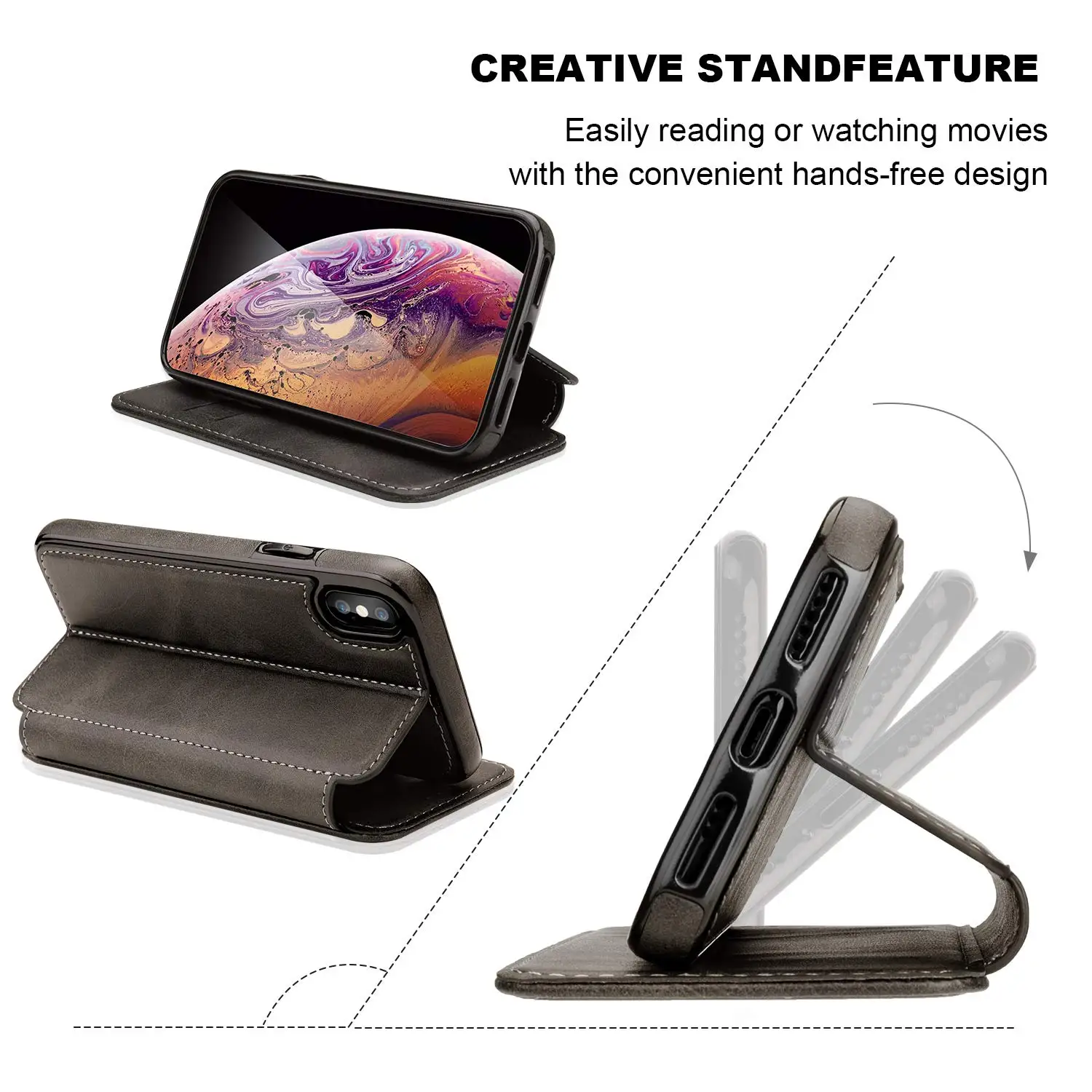 Чехол-книжка для iPhone X Xs Max XR 8 Plus из искусственной кожи | Мобильные телефоны и