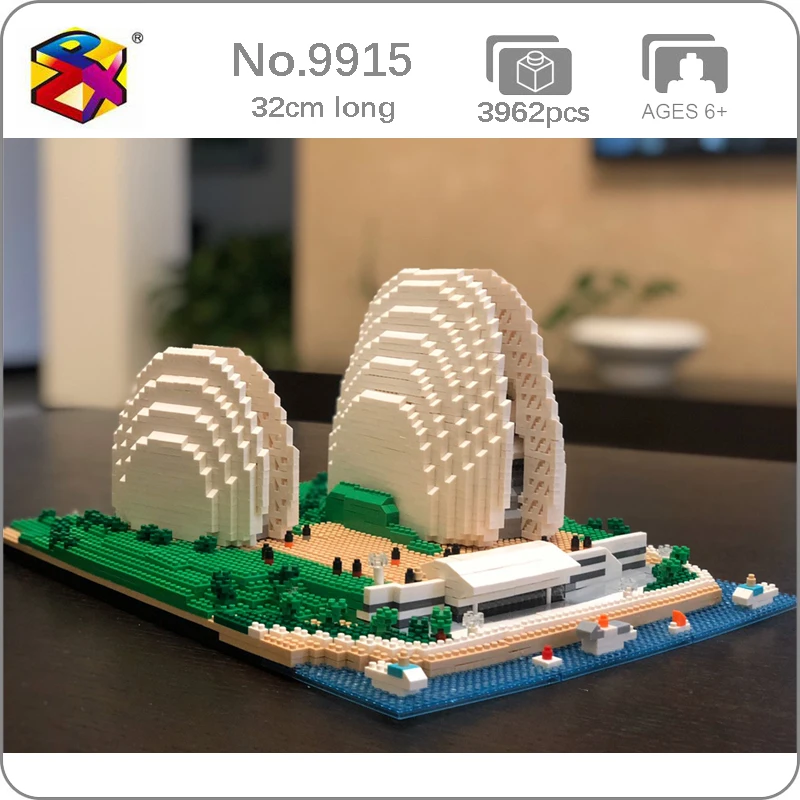 

PZX World Famous Architecture Zhuhai Shell Opera House 3D Model DIY Mini Diamond Blocks Bricks Building Toy for Children no Box