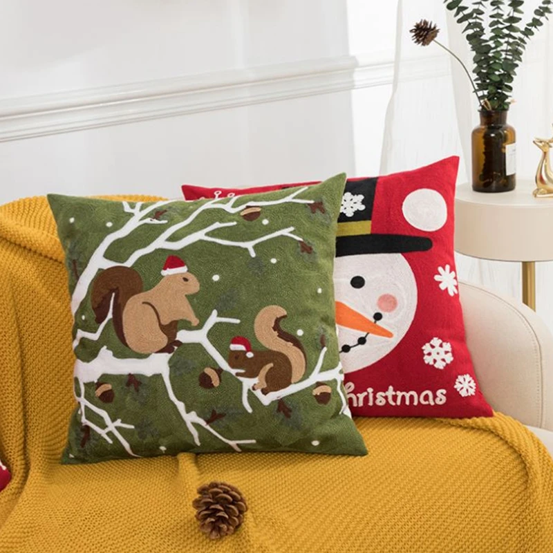 

Christmas Throw Pillow Case Party Decor Xmas Tree Deer Snowman Cushion Cover Farmhouse Pillowcase