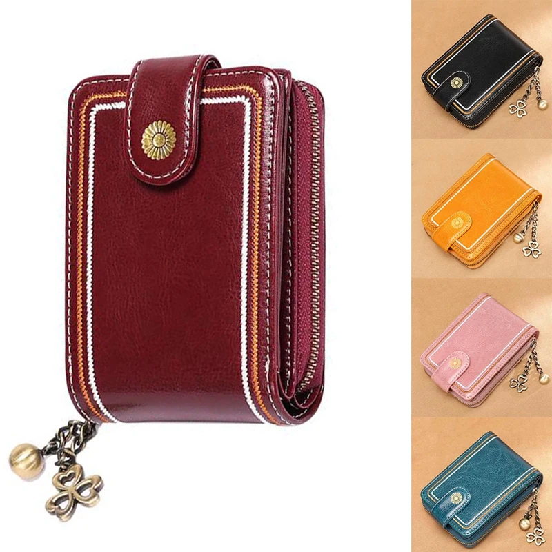 

Ladies Leather Wallet Female Buckle Card Holder Female Coin Purse Small Ladies Coin Purse