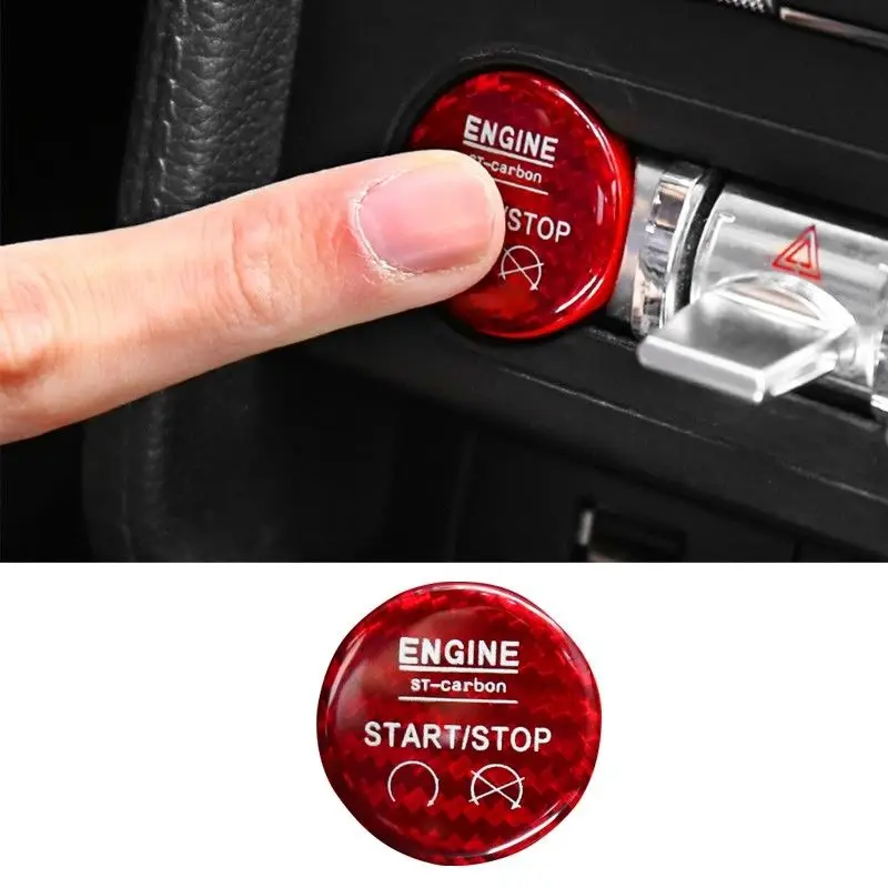 1 шт. кнопка включения/остановки красного цвета из углеродного волокна Накладка