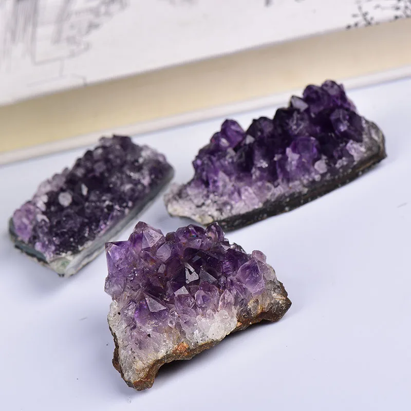 1PC 100% Natural Amethyst Cluster Quartz Healing Stone Crystal Point Specimen Home Decor Purple Feng Shui Ore Mineral Gift - купить по