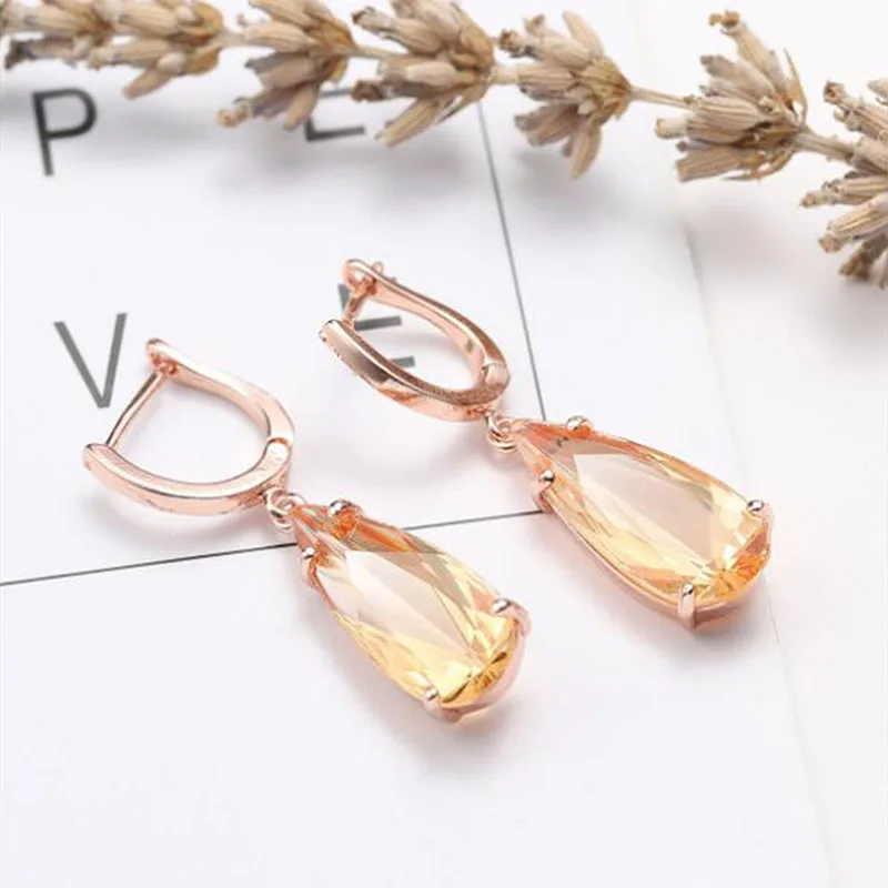 

Trendy Earrings For Women Jewelry Water Drop Shape Cubic Zirconia Gemstone Earrings For Women Girl Wedding Promise Party Gifts