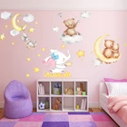 Виниловая наклейка на стену с кроликом, слоном и звездами для детской комнаты, для девочек, спальни, самоклеящаяся, мультяшная, сделай сам, съемный постер для украшения дома