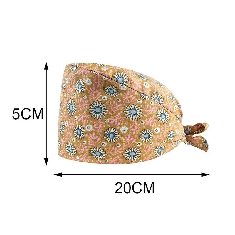 

3d Cute Print Nursing Cap Breathable Comfortable Adjustable Doctor Nurse Working Hats Fashion Headwear Headwrap Health Services