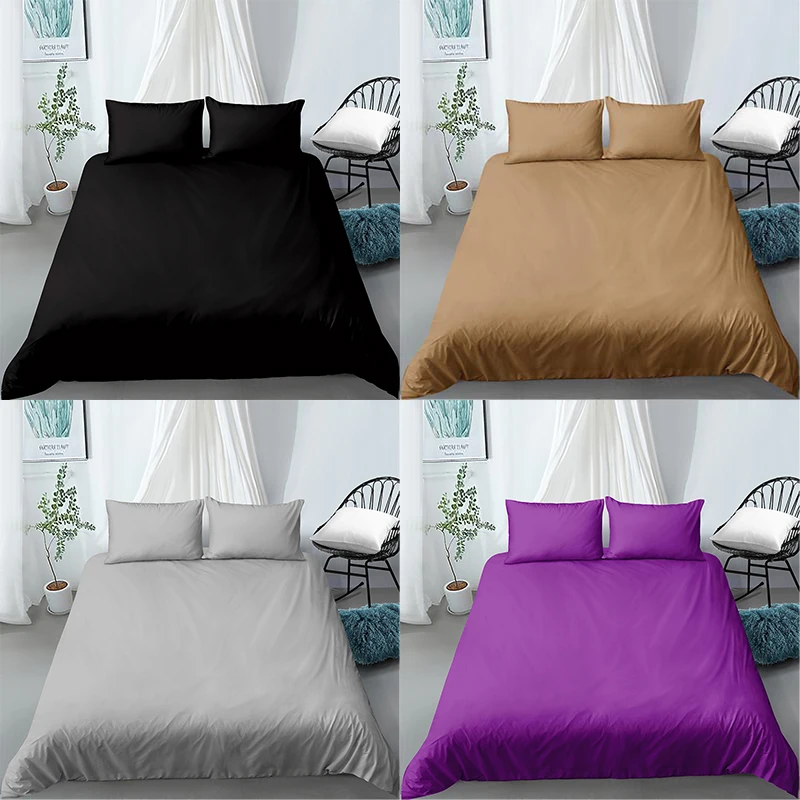 

Pure Color Duvet Cover Pillowcases 2-3pcs Single Twin Full Queen King Size Bedding Sets Home Textiles All Seasons Used