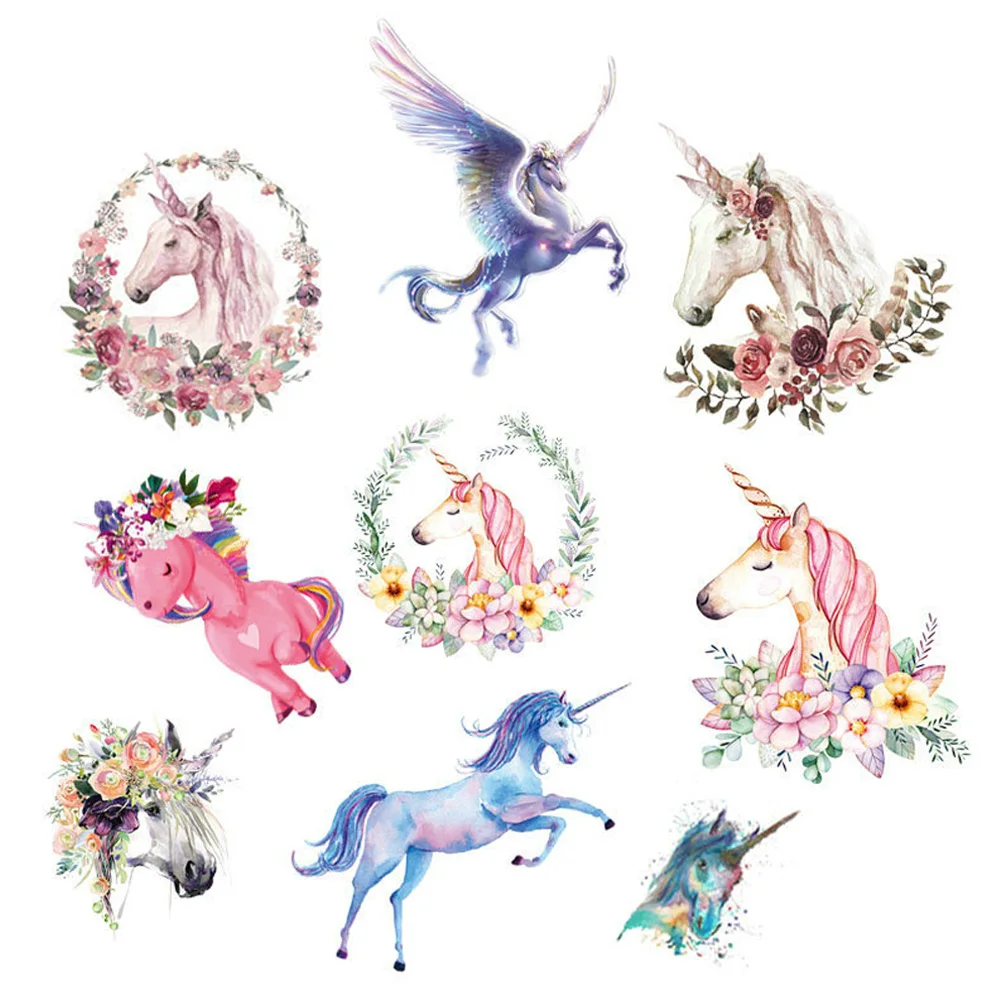Unicorn Thermal Transfer Patches Iron on Stickers For Clothes Heat Printed Washable Applique Sewing Accessory | Дом и сад