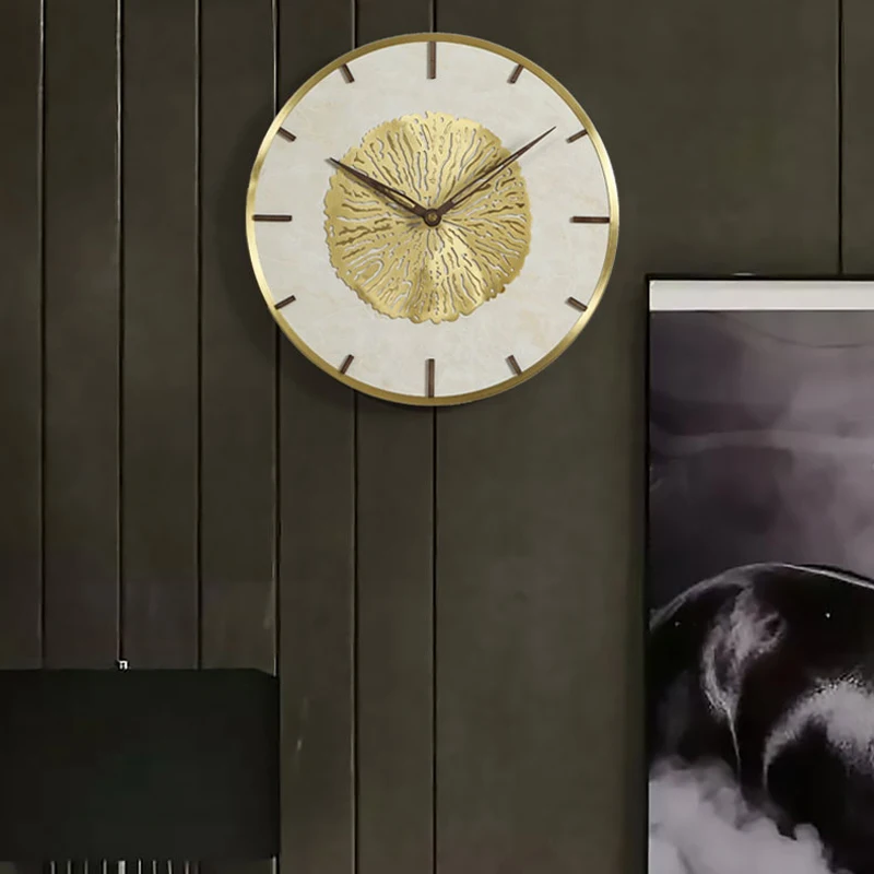 Nordic Luxury Marble Wall Clock Modern Design Atmospheric Style Living Room Decoration Hanging Watch Wall Clocks Home Decor