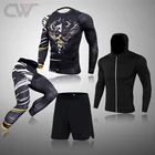 Быстросохнущий комплект из 4 предметов Мужская спортивная одежда мужской костюм Rashguard Мужской комплект компрессионная Мужская спортивная одежда для ММА леггинсы для тренировок