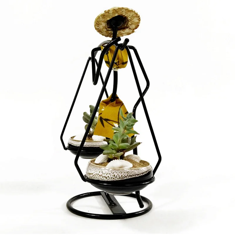Strongwell Nordic Take Burden Teenage Girl Iron Flower Stand Flower Pot Potted Plants Desktop Home Decorations Birthday Gift