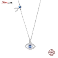 evil eye necklace women blue main stone 925 sterling silver statement necklaces pendants long chain turkish jewelry making