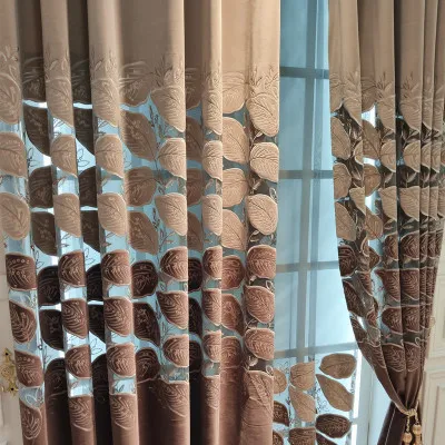 Синие листья занавески Европейский стиль Современная Гостиная/вилла