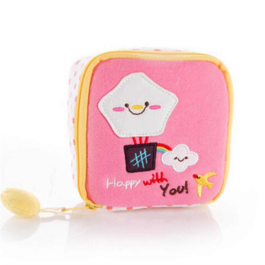 Милый мультяшный простой маленький чехол на молнии сумка для гигиенических