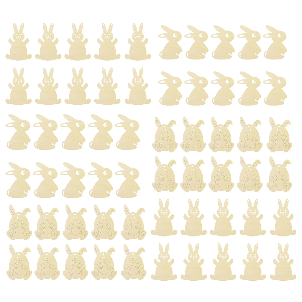 

Blesiya 60pcs Unpainted Crafting Bunny Easter Pendant Rabbit Shaped Festival