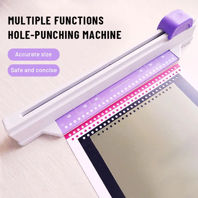 New Continuous 30 Holes Multi-function Puncher A4/B5/A5/B6 Light Duty Paper Loose-leaf Puncher DIY Tools Office Binding Supplies