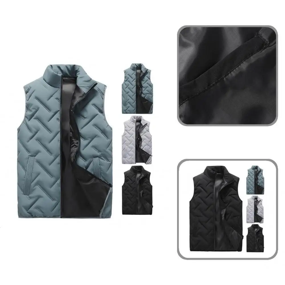 

Waistcoat Warm Men Vest Wear-resistant Cold-proof Fashionable Stand Collar Winter Waistcoat
