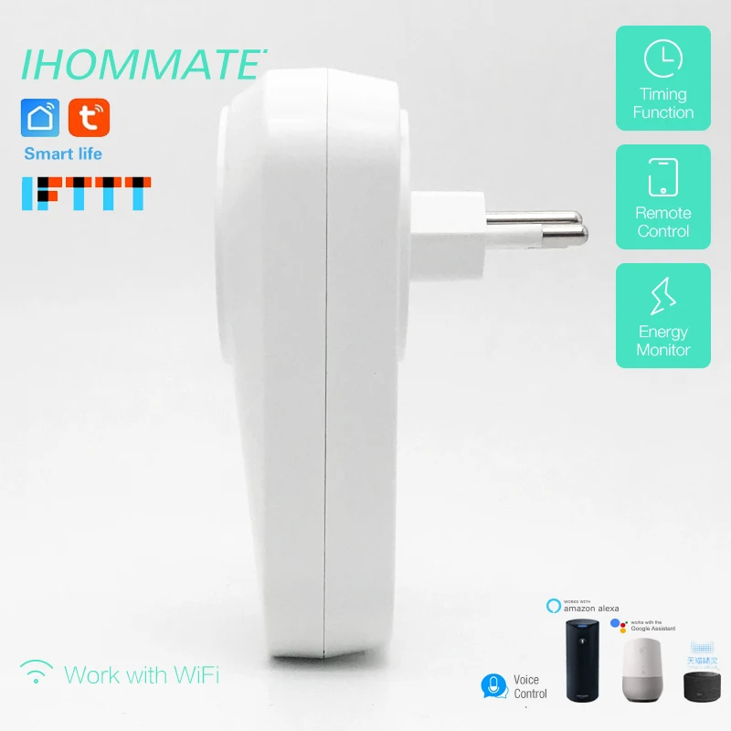 16A wifi умная бразильская вилка монитор питания BR розетка Беспроводная Голосовое