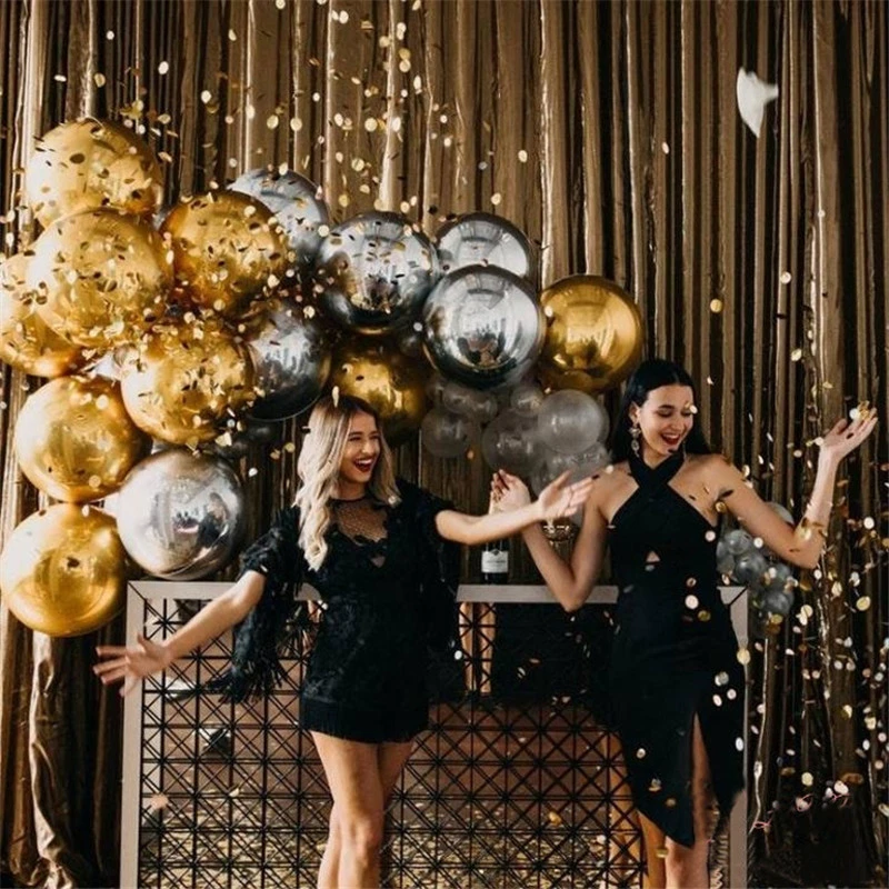 

20pcs 10/22inch Rose Gold Silver 4D Foil Balloons Round Sphere Shaped balls Baby Shower Wedding Birthday Party Decorations